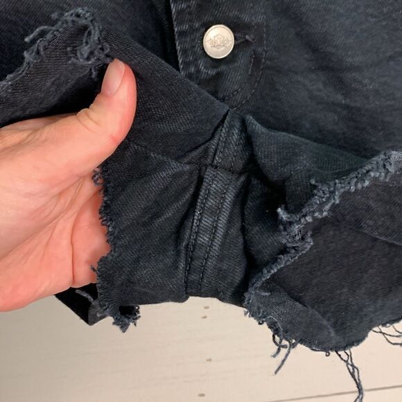 Vintage bongo black denim cut off high waist jeans shorts women’s size 5 cotton - Picture 5 of 9